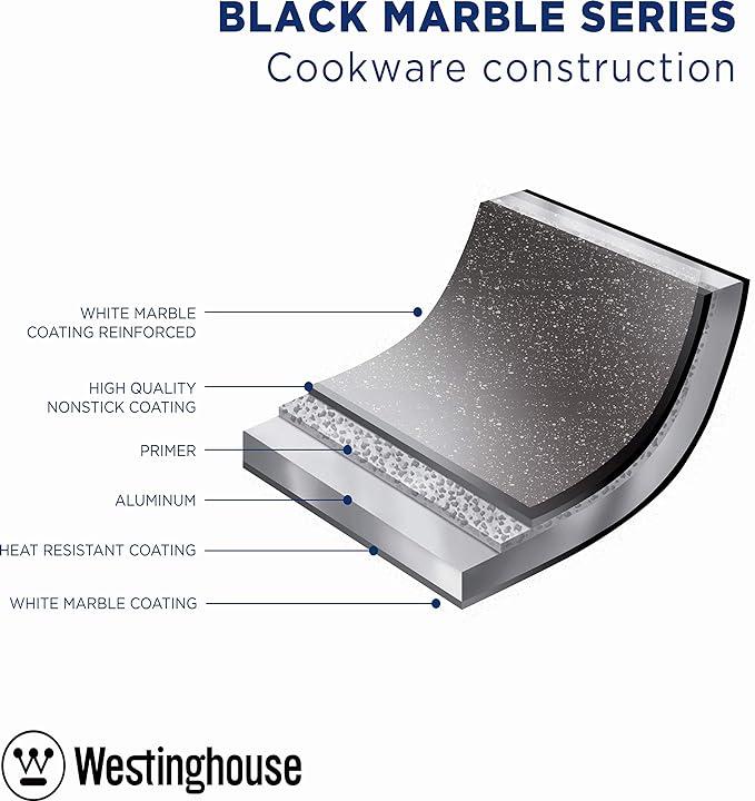 Westinghouse WCFP0009026MBB Μαύρο μαρμάρινο τηγάνι 26cm (10")