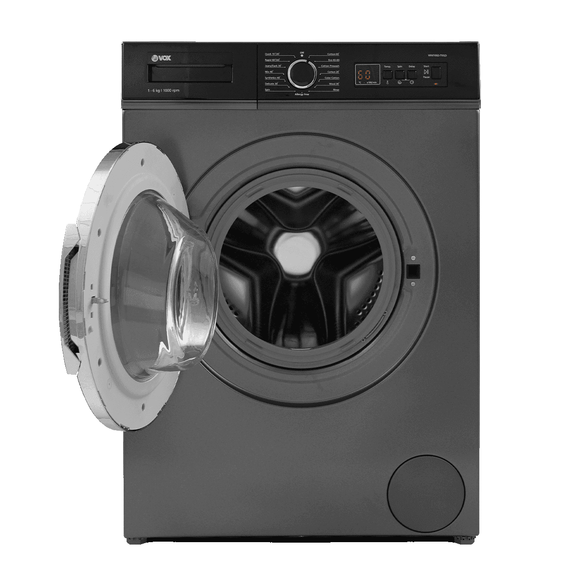 VOX WM1060TOGD Πλυντήριο Ρούχων 6 kg,Ασημί