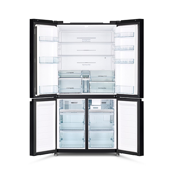 HITACHI RWB640PRU1GCK Refrigerator Four Door Black Glass