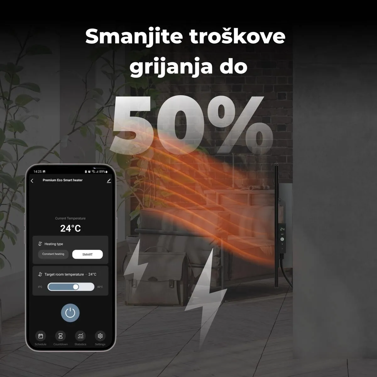 AENO AGH0004S Θερμαντικό Πάνελ Υπέρυθρης Θέρμανσης Μαύρο
