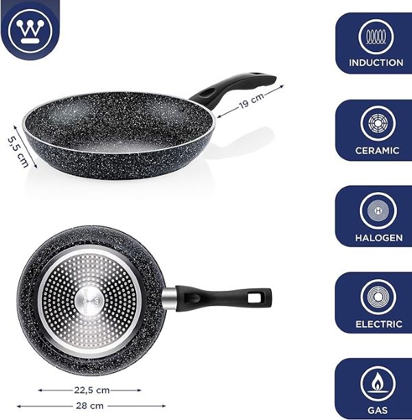 Westinghouse WCFP0009028MBB Μαύρο μαρμάρινο τηγάνι 28cm (11")