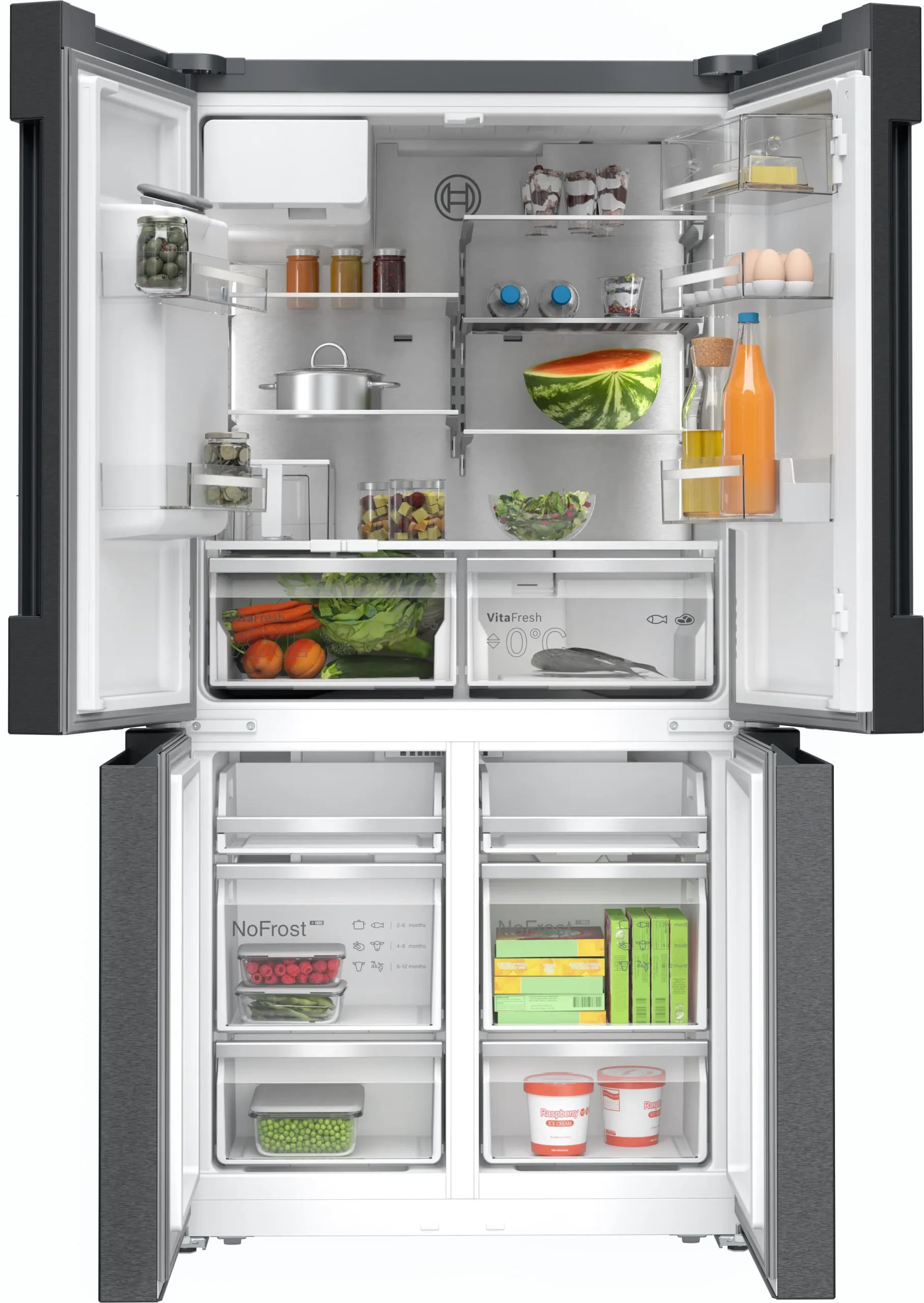 BOSCH KFI96AXEA Four Door Refrigerator, Black Inox