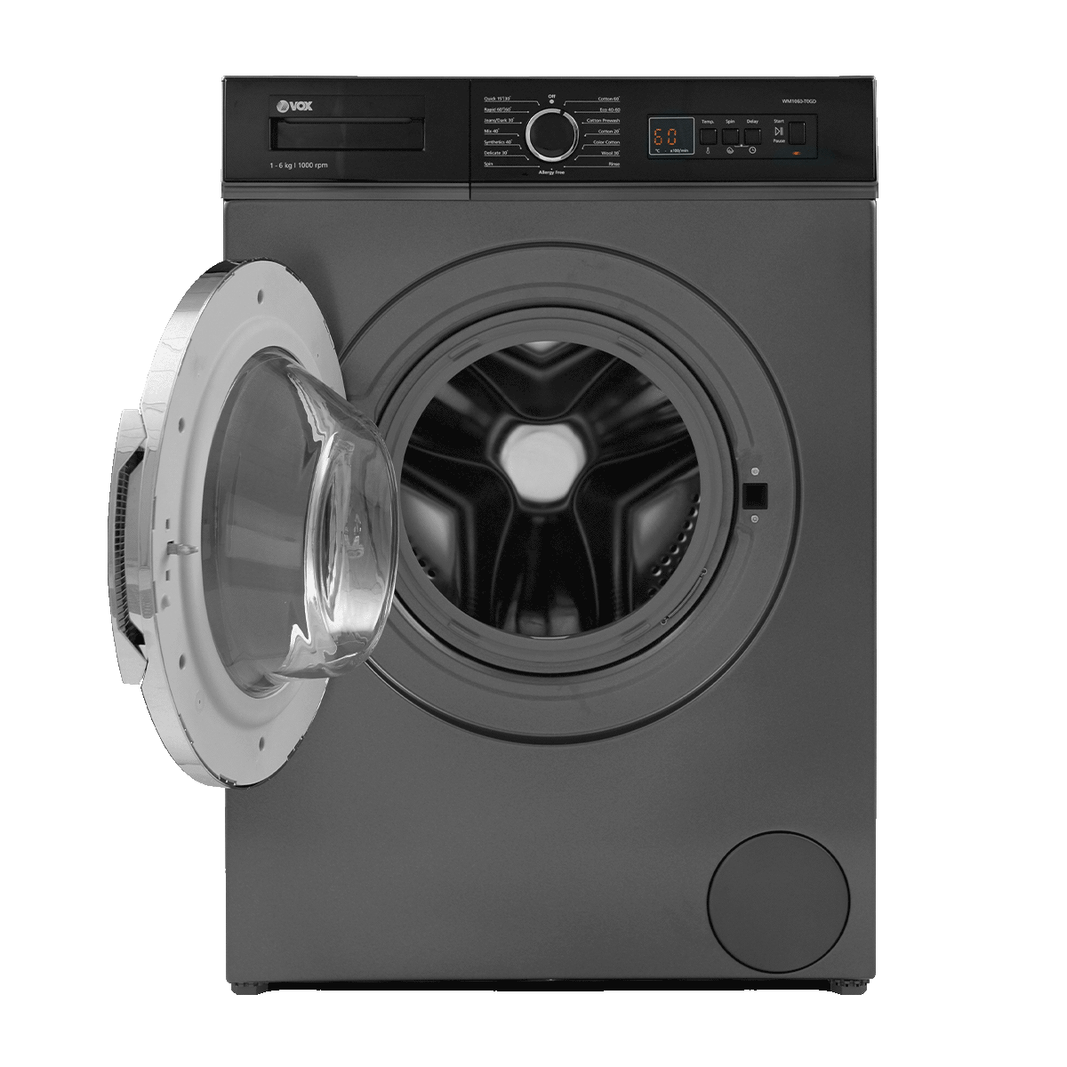 VOX WM1060TOGD Πλυντήριο Ρούχων 6 kg,Ασημί