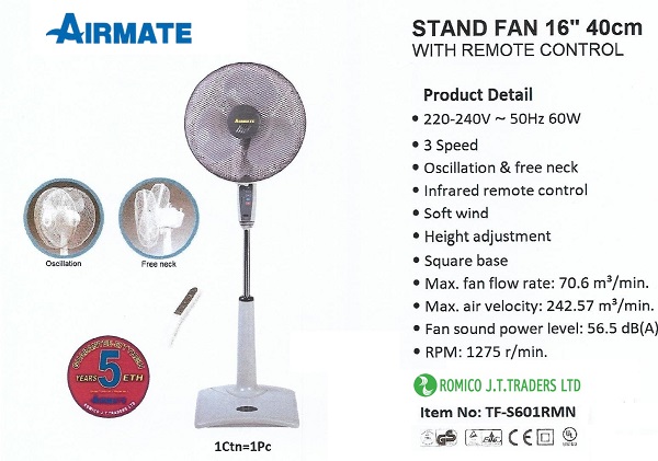 Airmate Fan 16”’ Remote Control TF-S601RMN