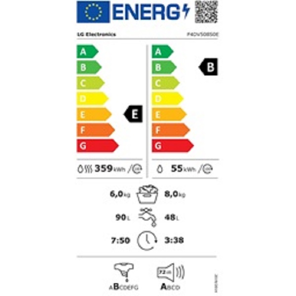 LG Πλυντήριο/Στεγνωτήριο Ρούχων 8/6kg AI DD™ Ατμού TurboWash™ F4DV508S0E
