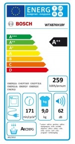 BOSCH Serie | 8 Dryer with heat pump , 9 kg WTX87KH1BY 3