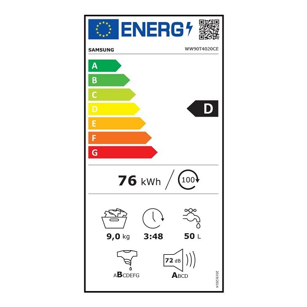 SAMSUNG WW90T4020CE Πλυντηρίο Ρουχών 9Kg 4